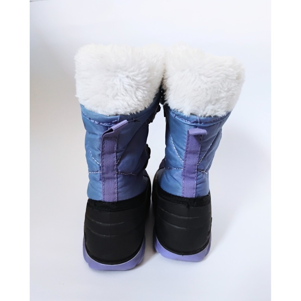 Kamik Winter Boots Kids Size 10 Blue Purple Flower Quilted Faux Fur Snow Boots - Picture 2 of 6